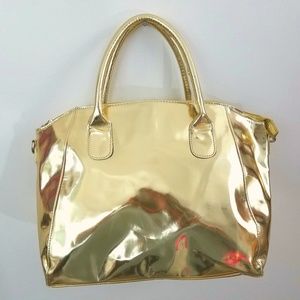 ULTRA CHI Shiny Gold Large Satchel Shoulder Bag
